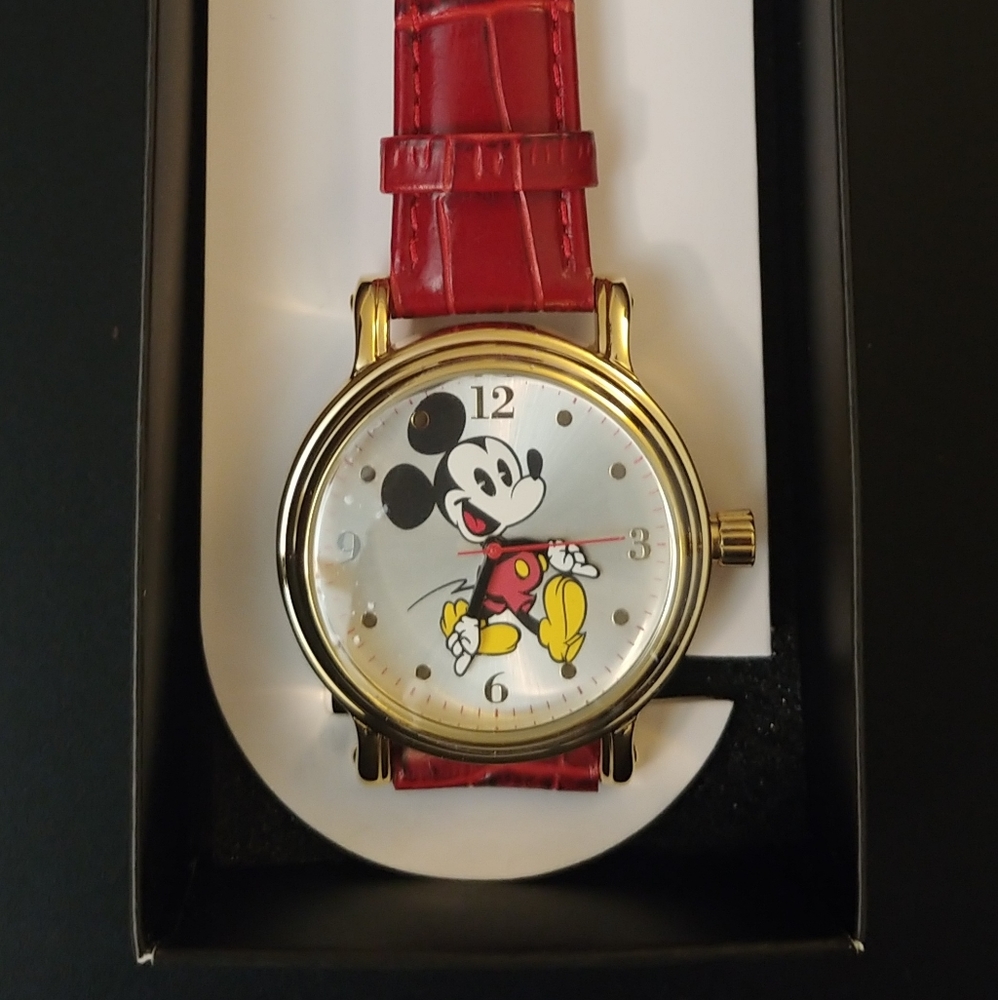 Womans Red Mickey Mouse Watch